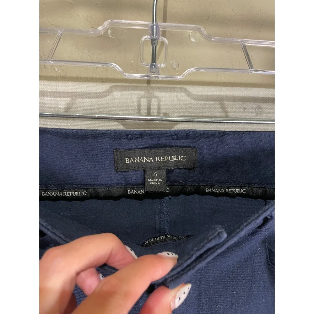 Banana Republic Sloan Slim Navy Blue‎ Stretch Cotton Blend Dress Pants 6